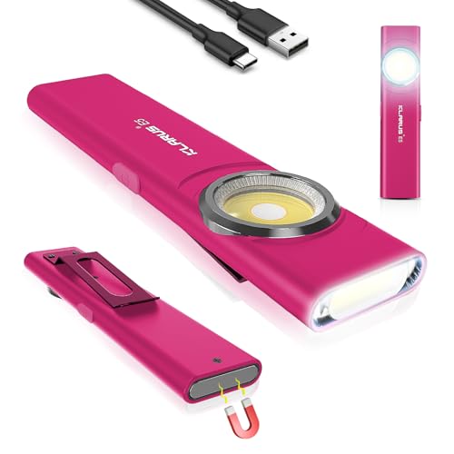 klarus E5 USB C Wiederaufladbare Klein Taschenlampe,COB-Arbeitsleuchte, 600 Lumen, flache Mini Taschenlampe mit Magnetfuß und Schnallenclip. Geeignet für Wartung, Camping, Wandern, Notfall usw von klarus