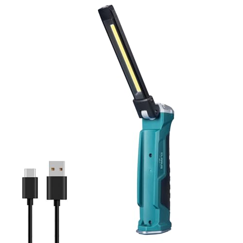 klarus LED-Arbeitslicht, 550 Lumen wiederaufladbares COB-Arbeitsleuchte mit Magnetfuß und Haken, 180°drehbar + 180°faltbar und 7 Modi Helle LED-Taschenlampe von klarus