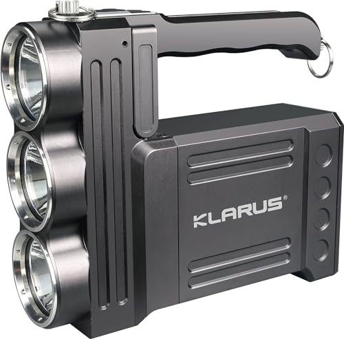 klarus RS80GT Wiederaufladbarer LED Handscheinwerfer 10000 Lumen Extrem Hell LED Taschenlampe Laterne mit USB Out Power Bank Funktion und Tischlampe für Camping, Angeln, Abenteuer, Wandern von klarus