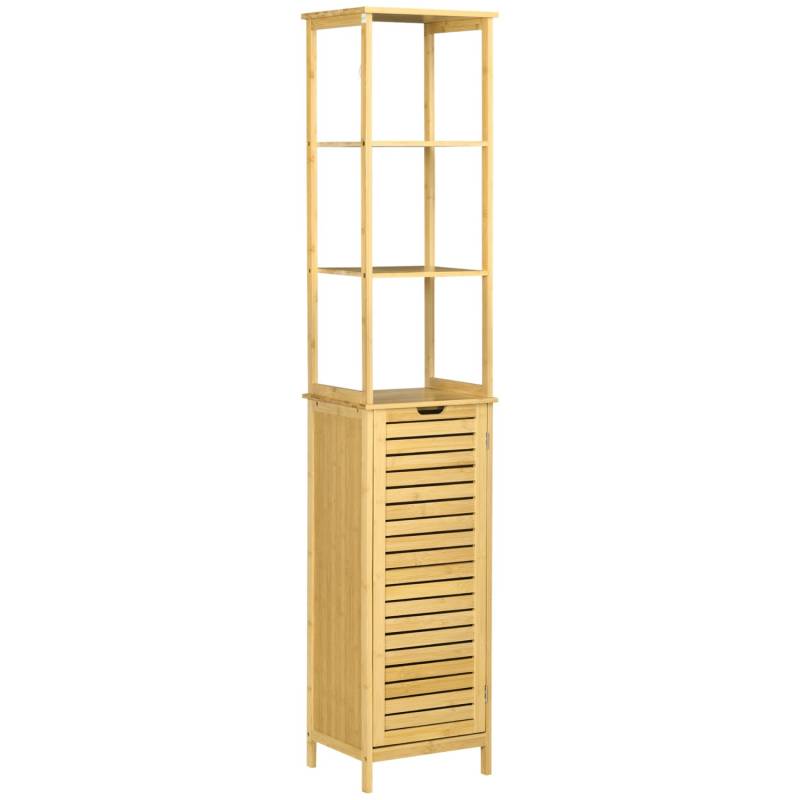 Kleankin Badezimmerschrank mit 3 Offenen Fächer und 1 Schrank 34 x 30 x 173 cm von kleankin