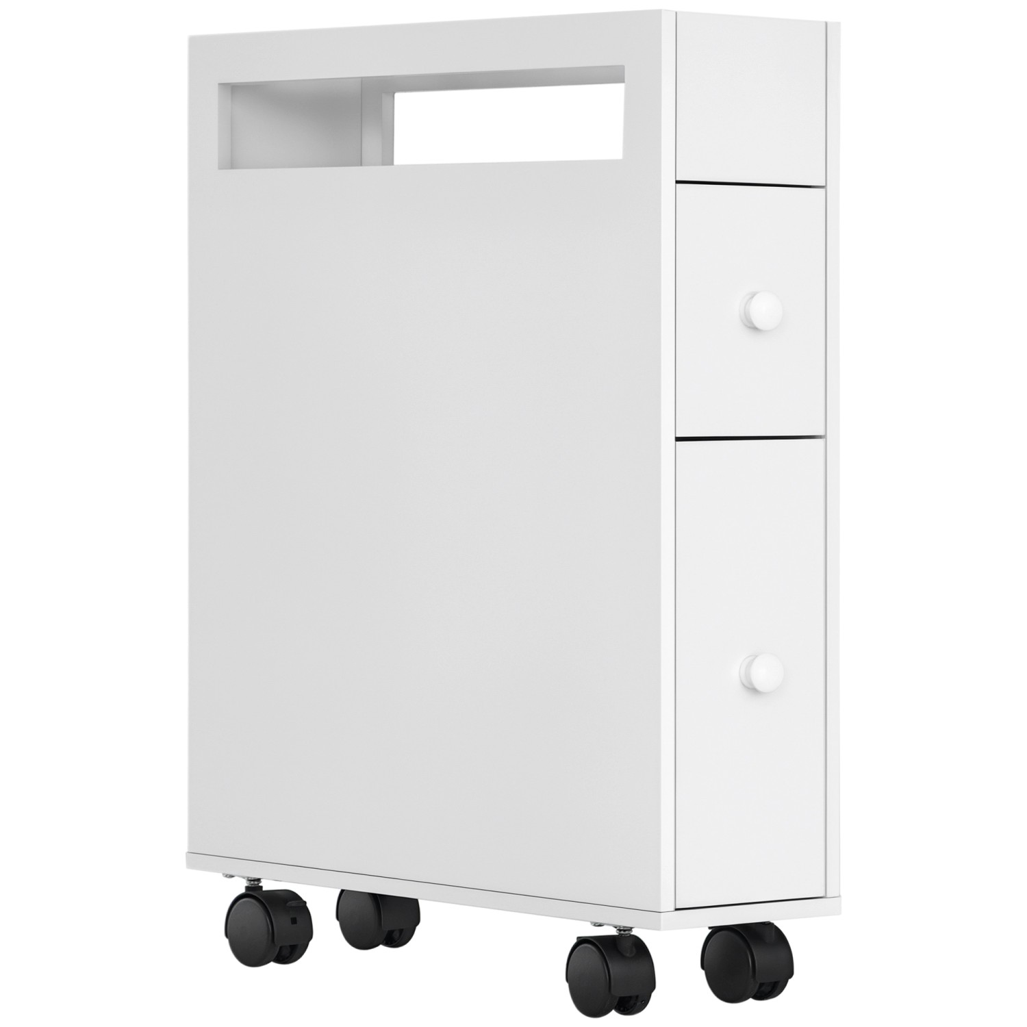 Kleankin Badezimmerschrank mit Rollen 2 Schubladen 16 x 49,5 x 66 cm von kleankin