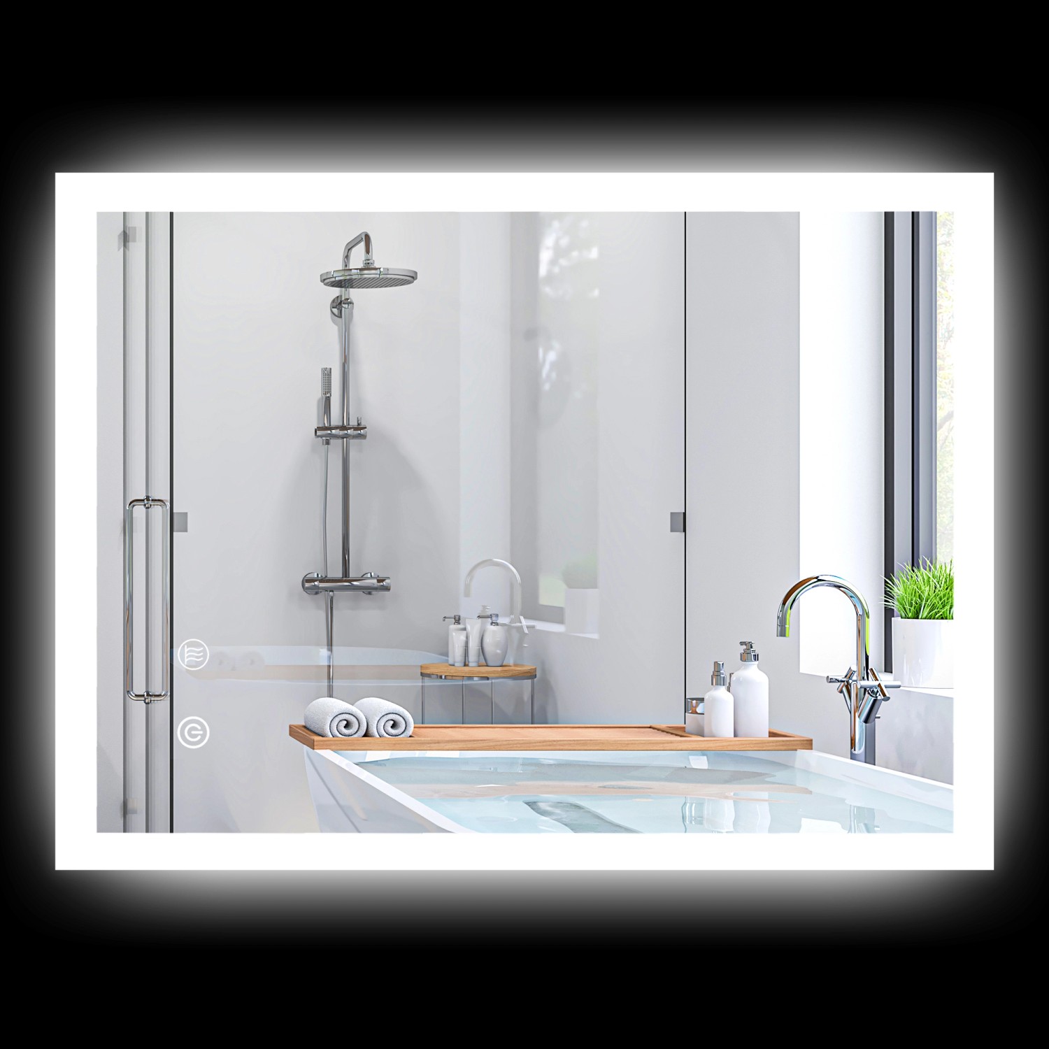 Kleankin Badezimmerspiegel Glas Metall Weiß 70L x 50B x 3H cm Kleankin Badezimmerspiegel Glas Metall Weiß 70L x 50B x 3H cm von kleankin