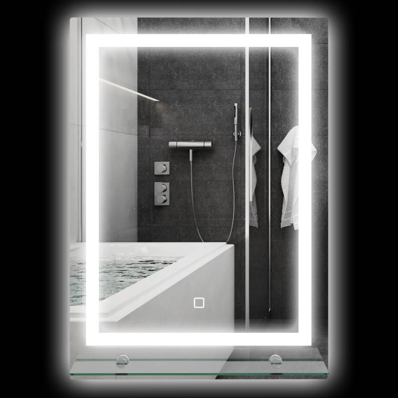 Kleankin Badspiegel Aluminium Hartglas Silber B50 x T2,7 x H70cm von kleankin