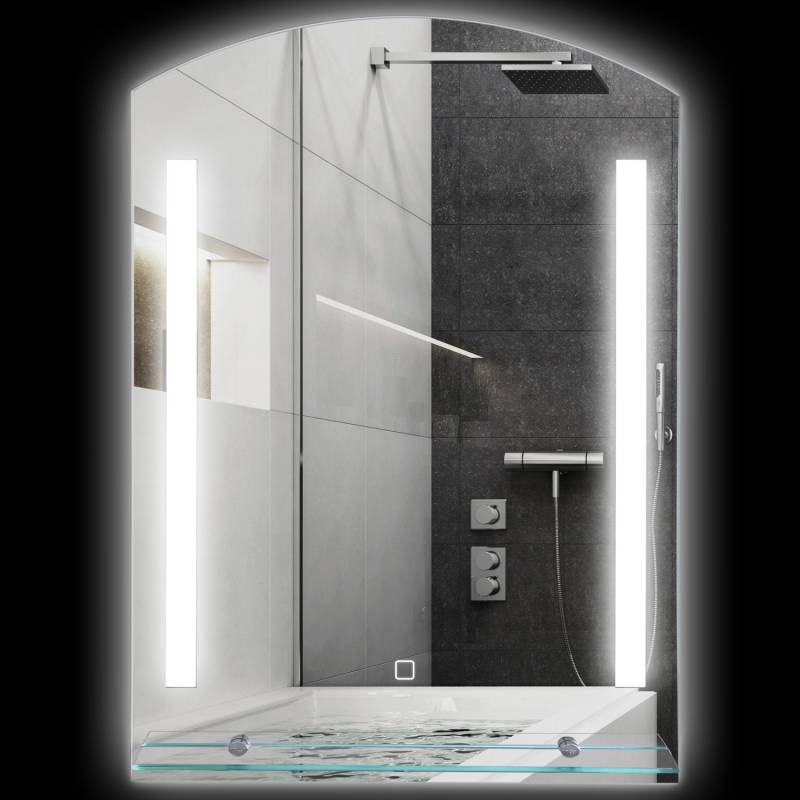 Kleankin Badspiegel Hartglas Aluminium Silber 50L x 12B x 70H cm von kleankin