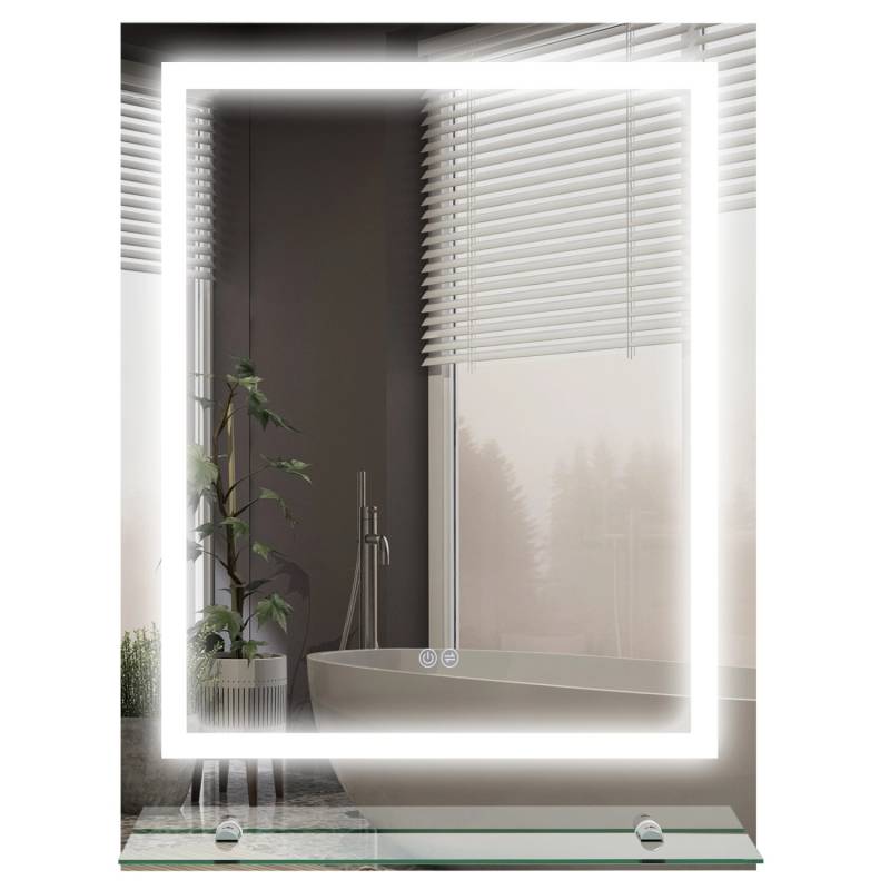 Kleankin Badspiegel Kunststoff Hartglas Transparent 70L x 50B x 2,7H cm von kleankin