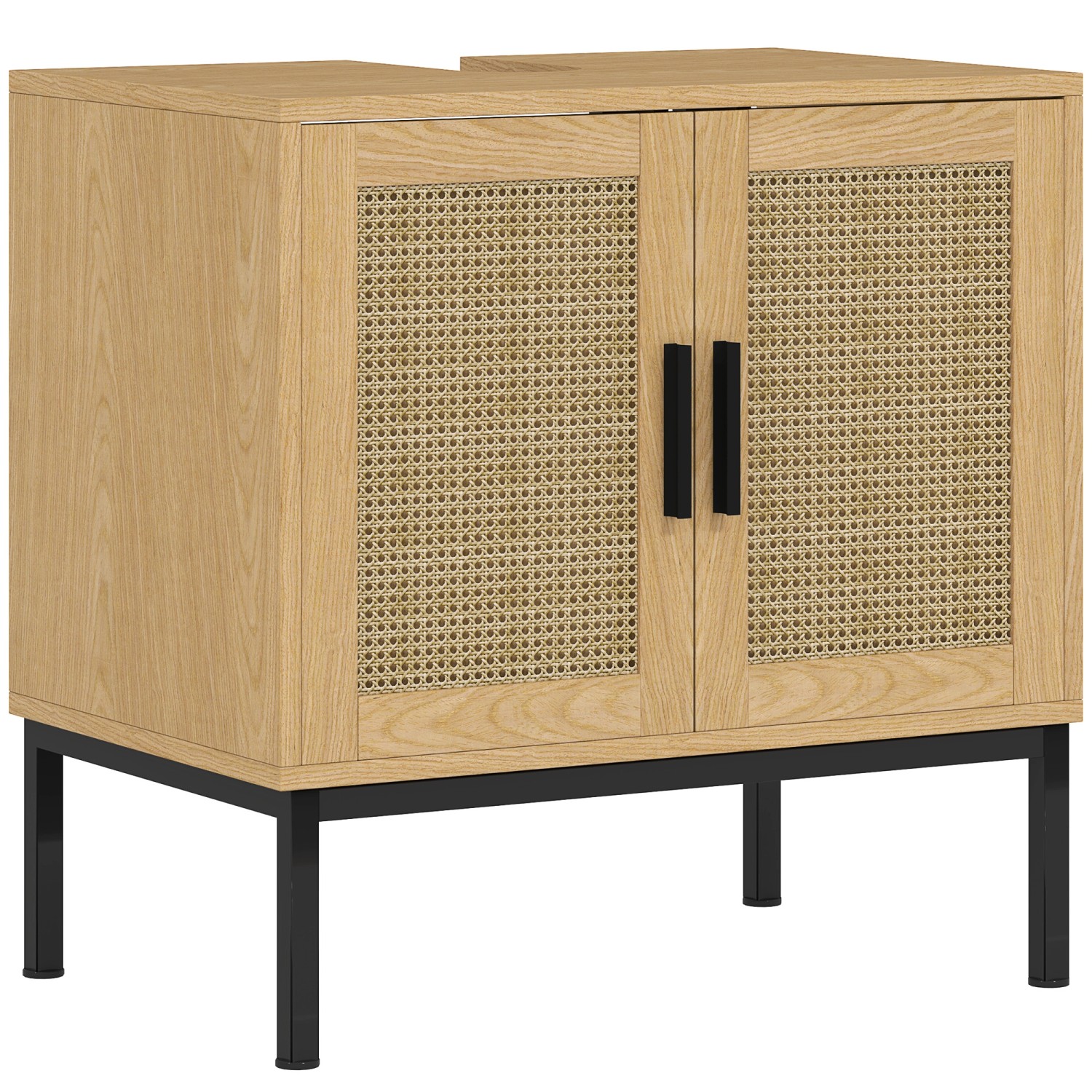 Kleankin Waschbeckenunterschrank Spanplatte Rattan Eiche 60L x 39B x 60H cm von kleankin