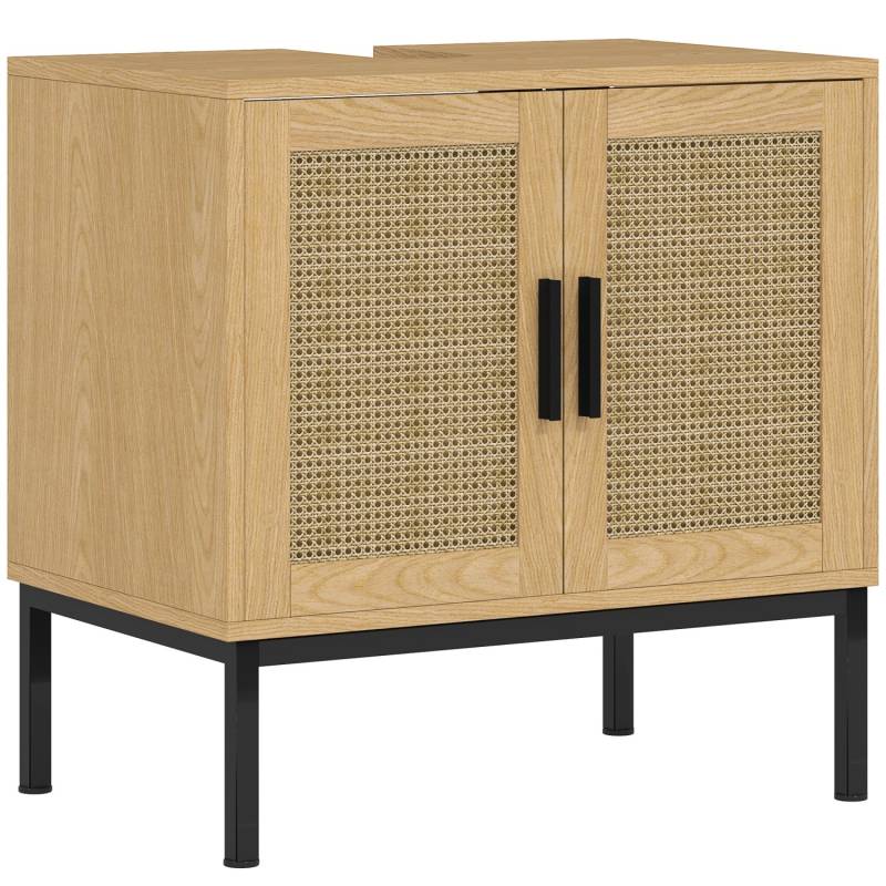 Kleankin Waschbeckenunterschrank Spanplatte Rattan Eiche 60L x 39B x 60H cm von kleankin