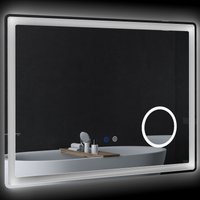 LED Badezimmerspiegel, 80 x 60 cm Badspiegel mit 3x Vergrößerung von kleankin