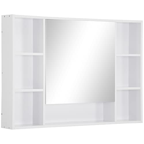 kleankin Badezimmer Spiegelschrank Wandschrank Badezimmerspiegel Soft-Close-Funktion Badmöbel Mehrzweckschrank mit 7 offenen Ablagen MDF+Glas Weiß 100 x 15 x 70 cm kleankin Badezimmer Spiegelschrank Wandschrank Badezimmerspiegel Soft-Close-Funktion Badmöbel Mehrzweckschrank mit 7 offenen Ablagen MDF+Glas Weiß 100 x 15 x 70 cm von kleankin