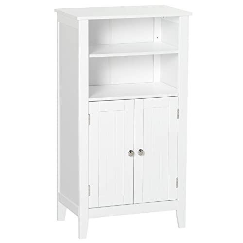 kleankin Badezimmerschrank mit verstellbaren Einlegeböden und Schrank mit 2 Türen, Mehrzweckschrank aus Holz, weiß, 50x30x93cm kleankin Badezimmerschrank mit verstellbaren Einlegeböden und Schrank mit 2 Türen, Mehrzweckschrank aus Holz, weiß, 50x30x93cm von kleankin
