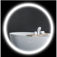 kleankin Badezimmerspiegel, Ø 80 cm Badspiegel mit LED Touch-Schalter von kleankin