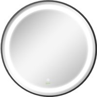kleankin Badezimmerspiegel, Ø60cm LED Badspiegel mit 3 Lichtfarben IP44, Schwarz von kleankin
