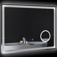 kleankin LED Badezimmerspiegel, 80 x 60 cm Badspiegel mit 3x Vergrößerung von kleankin
