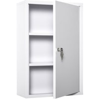 kleankin Medizinschrank Arzneischrank Erste-Hilfe-Schrank mit Schloss 3 Fächer Stahl Weiß 40 x 18 x von kleankin