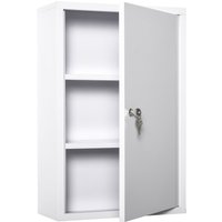 Medizinschrank Arzneischrank Erste-Hilfe-Schrank mit Schloss 3 Fächer Stahl Weiß 40 x 18 x 60 cm von kleankin