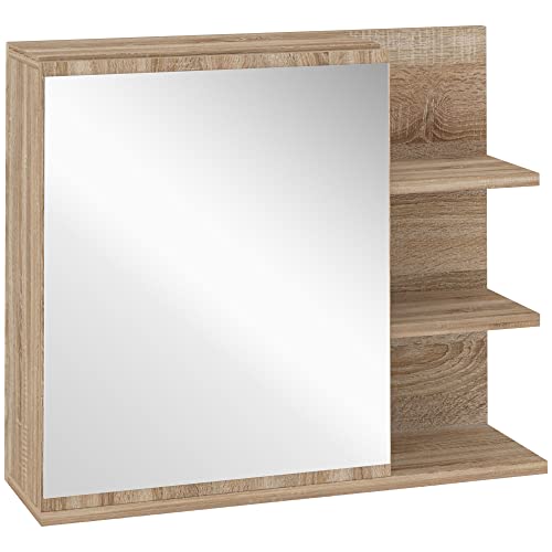kleankin Spiegelschrank Badschrank Hängeschrank Badmöbel Wandschrank Mehrzweckschrank mit offener Fächern Spanplatte Glas Natur 60 x 18 x 50 cm kleankin Spiegelschrank Badschrank Hängeschrank Badmöbel Wandschrank Mehrzweckschrank mit offener Fächern Spanplatte Glas Natur 60 x 18 x 50 cm von kleankin
