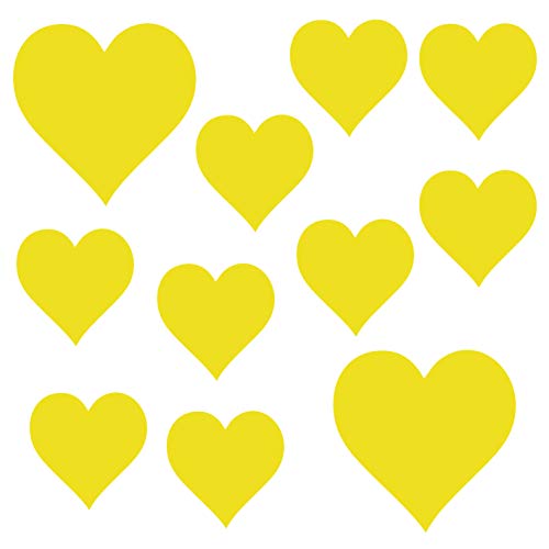 kleb-Drauf® | 11 Herzen | Gelb - glänzend | Wandtattoo Wandaufkleber Wandsticker Aufkleber Sticker | Wohnzimmer Schlafzimmer Kinderzimmer Küche Bad | Deko Wände Glas Fenster Tür Fliese von kleb-drauf.de