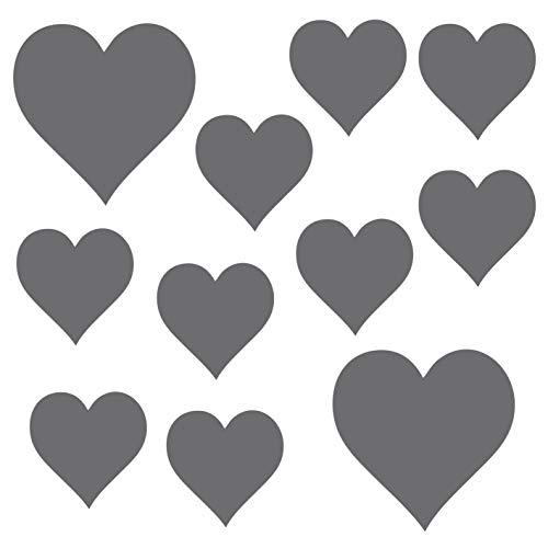 kleb-Drauf® | 11 Herzen | Silber - matt | Wandtattoo Wandaufkleber Wandsticker Aufkleber Sticker | Wohnzimmer Schlafzimmer Kinderzimmer Küche Bad | Deko Wände Glas Fenster Tür Fliese von kleb-drauf.de