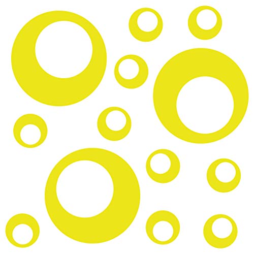 kleb-Drauf® | 13 Retro-Punkte | Gelb - matt | Wandtattoo Wandaufkleber Wandsticker Aufkleber Sticker | Wohnzimmer Schlafzimmer Kinderzimmer Küche Bad | Deko Wände Glas Fenster Tür Fliese von kleb-drauf.de