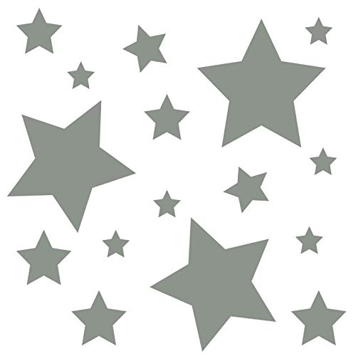 kleb-Drauf® | 18 Sterne | Grau - matt | Wandtattoo Wandaufkleber Wandsticker Aufkleber Sticker | Wohnzimmer Schlafzimmer Kinderzimmer Küche Bad | Deko Wände Glas Fenster Tür Fliese von kleb-drauf.de
