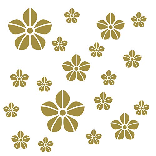 kleb-Drauf® | 19 Blumen | Gold - matt | Wandtattoo Wandaufkleber Wandsticker Aufkleber Sticker | Wohnzimmer Schlafzimmer Kinderzimmer Küche Bad | Deko Wände Glas Fenster Tür Fliese von kleb-drauf.de