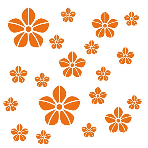 kleb-Drauf® | 19 Blumen | Orange - glänzend | Wandtattoo Wandaufkleber Wandsticker Aufkleber Sticker | Wohnzimmer Schlafzimmer Kinderzimmer Küche Bad | Deko Wände Glas Fenster Tür Fliese von kleb-drauf.de