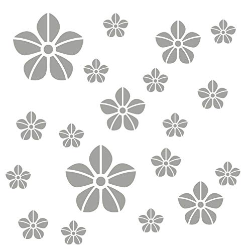 kleb-Drauf® | 19 Blumen | Silber - glänzend | Wandtattoo Wandaufkleber Wandsticker Aufkleber Sticker | Wohnzimmer Schlafzimmer Kinderzimmer Küche Bad | Deko Wände Glas Fenster Tür Fliese von kleb-drauf.de