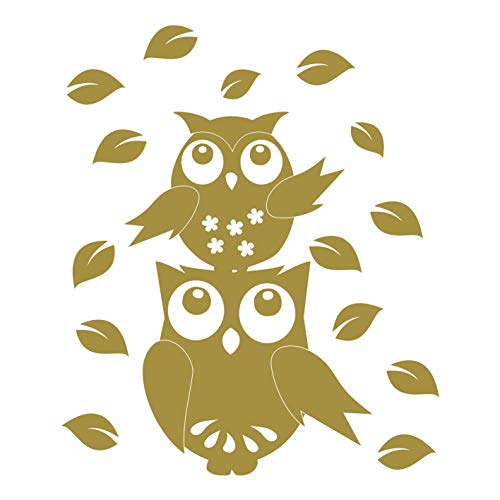 kleb-Drauf | 1 Eulenpaar | Gold - glänzend | Wandtattoo Wandaufkleber Wandsticker Aufkleber Sticker | Wohnzimmer Schlafzimmer Kinderzimmer Küche Bad | Deko Wände Glas Fenster Tür Fliese kleb-Drauf | 1 Eulenpaar | Gold - glänzend | Wandtattoo Wandaufkleber Wandsticker Aufkleber Sticker | Wohnzimmer Schlafzimmer Kinderzimmer Küche Bad | Deko Wände Glas Fenster Tür Fliese von kleb-drauf.de