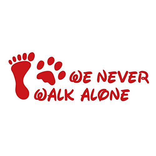 kleb-Drauf | 1 We Never Walk Alone | Rot - glänzend | Wandtattoo Wandaufkleber Wandsticker Aufkleber Sticker | Wohnzimmer Schlafzimmer Kinderzimmer Küche Bad | Deko Wände Glas Fenster Tür Fliese von kleb-drauf.de