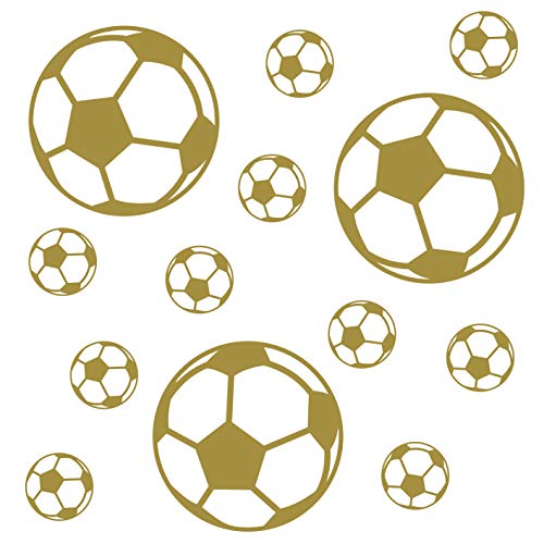 kleb-Drauf | 13 Fußbälle | Gold - matt | Wandtattoo Wandaufkleber Wandsticker Aufkleber Sticker | Wohnzimmer Schlafzimmer Kinderzimmer Küche Bad | Deko Wände Glas Fenster Tür Fliese kleb-Drauf | 13 Fußbälle | Gold - matt | Wandtattoo Wandaufkleber Wandsticker Aufkleber Sticker | Wohnzimmer Schlafzimmer Kinderzimmer Küche Bad | Deko Wände Glas Fenster Tür Fliese von kleb-drauf.de