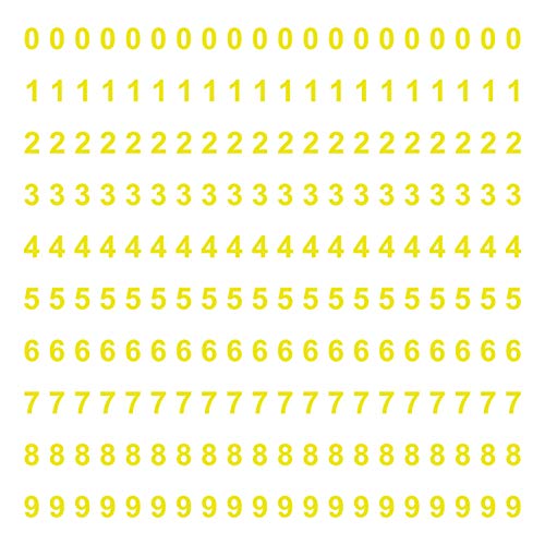 kleb-Drauf | 200 Zahlen, Höhe je 2 cm | Gelb - matt | Wandtattoo Wandaufkleber Wandsticker Aufkleber Sticker | Wohnzimmer Schlafzimmer Kinderzimmer Küche Bad | Deko Wände Glas Fenster Tür Fliese von kleb-drauf.de