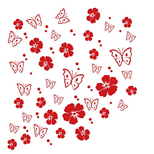 kleb-drauf | 19 Blüten, 19 Schmetterlinge und 42 Punkte | Rot - glänzend | Wandtattoo Wandaufkleber Wandsticker Aufkleber Sticker | Wohnzimmer Schlafzimmer Kinderzimmer Küche Bad | Deko Wände Glas Fenster Tür Fliese kleb-drauf | 19 Blüten, 19 Schmetterlinge und 42 Punkte | Rot - glänzend | Wandtattoo Wandaufkleber Wandsticker Aufkleber Sticker | Wohnzimmer Schlafzimmer Kinderzimmer Küche Bad | Deko Wände Glas Fenster Tür Fliese von kleb-drauf.de