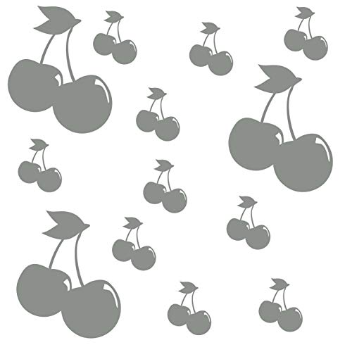 kleb-Drauf® - 13 Kirschen/Silber - matt - Aufkleber zur Dekoration von Wänden, Glas, Fliesen und Allen Anderen glatten Oberflächen im Innenbereich; aus 19 Farben wählbar; in matt oder glänzend von kleb-drauf.de