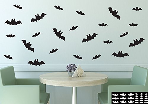 kleb-Drauf® - 24 Fledermäuse/Gelb - matt - Aufkleber zur Dekoration von Wänden, Glas, Fliesen und Allen Anderen glatten Oberflächen im Innenbereich; aus 19 Farben wählbar; in matt oder glänzend von kleb-drauf.de