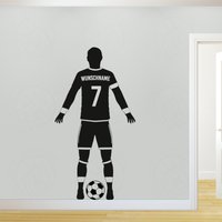Wandtattoo Fussballer Mit Wunschtext Und Wunschnummer Motiv Deko Freistehend Personalisierbar Fußball Wunschname von klebekings