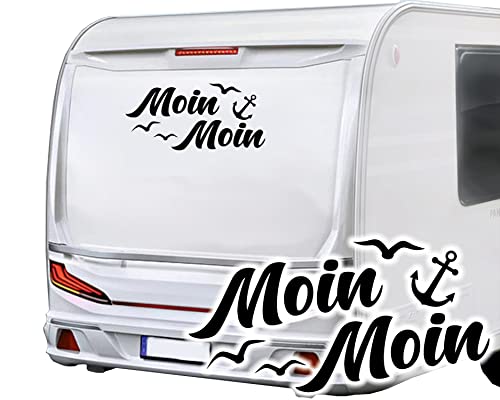 KLEBEKÖNIG Moin Moin Anker Möwen Aufkleber für Wohnmobil Wohnwagen Auto Motorrad Laptop von Klebe könig