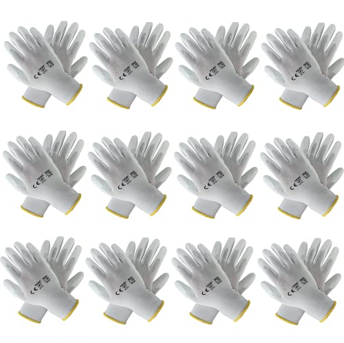 12 Paar PU Arbeitshandschuhe Montagehandschuhe | Größen S, M, L, XL, XXL | klebemeister.eu (XXL (11)) von klebemeister