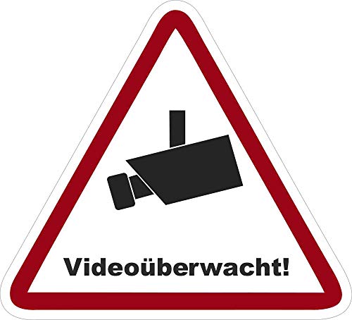 Kleberio® 1 Selbstklebender PVC Aufkleber Warnschild 230 x 210 mm - Videoüberwachung - Piktogramm Hinweis Aufkleber von kleberio