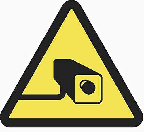 Kleberio® 1 Selbstklebender gelbe PVC Aufkleber Warnschild 27 x 25 mm SEHR KLEIN!! - Videoüberwachung - Piktogramm Hinweis Aufkleber von kleberio
