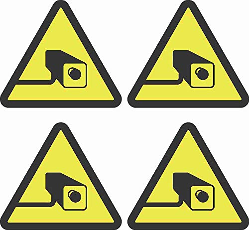 Kleberio® 1 Selbstklebender gelbe PVC Aufkleber Warnschild 52 x 47 mm !! KLEIN !! - Videoüberwachung - Piktogramm Hinweis Aufkleber von kleberio