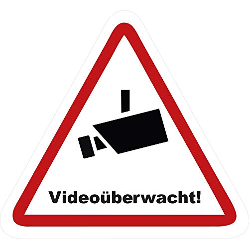 Kleberio® 1 selbstklebende Aufkleber Videoüberwachung - Achtung Videoüberwachung - 15 x 13 cm Hinweisschild Warnschild Kameraüberwachung Alarmanlage alarmgesichert Privatgrundstück verboten von kleberio