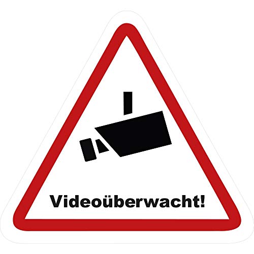 Kleberio® 1 selbstklebende Aufkleber Videoüberwachung - Achtung Videoüberwachung - 5 x 4,5 cm Hinweisschild Warnschild Kameraüberwachung Alarmanlage alarmgesichert Privatgrundstück verboten von kleberio