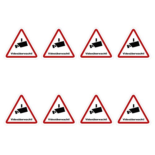 Kleberio® 8 selbstklebende Aufkleber Videoüberwachung - Achtung Videoüberwachung - 2,5 x 2,5 cm Hinweisschild Warnschild Kameraüberwachung Alarmanlage alarmgesichert Privatgrundstück verboten von kleberio
