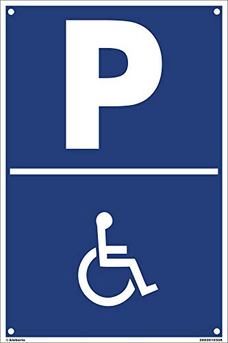Kleberio® - Behindertenparkplatz - Schild Kunststoff Parkplatzschild Warnschild 20 x 30 cm mit Bohrlöchern von kleberio