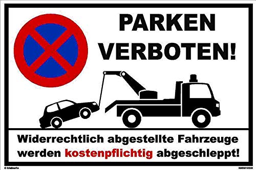 Kleberio® Parkplatz Schild 20 x 30 cm - Parken verboten - stabile Aluminiumverbundplatte von kleberio