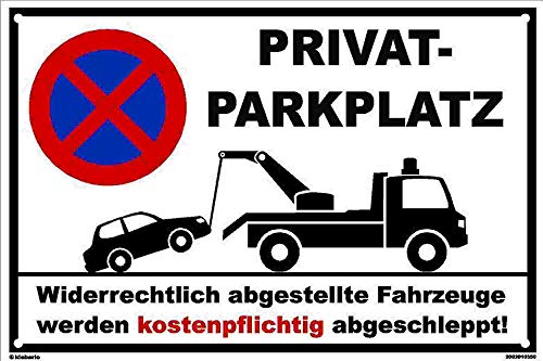 Kleberio® Parkplatz Schild 40 x 60 cm - Privatparkplatz - mit 4 Bohrlöchern (4mm) in den Ecken stabile Aluminiumverbundplatte von kleberio