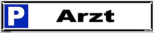 Parkplatzschild 52 x 11cm - Arzt - STABIL m. 4 Bohrlöchern von kleberio