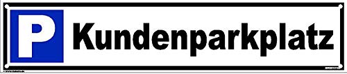 Kleberio® Parkplatz Schild 52 x 11 cm - Kundenparkplatz - mit 4 Bohrlöchern (4mm) in den Ecken stabile Aluminiumverbundplatte von kleberio