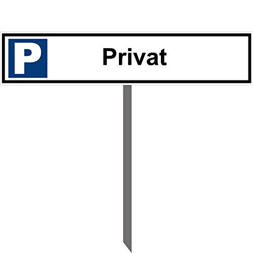 Kleberio® Parkplatz Schild 52 x 11 cm - Privat - mit Einschlagpfosten 1 Meter (100cm) und Montagematerial stabile Aluminiumverbundplatte von kleberio