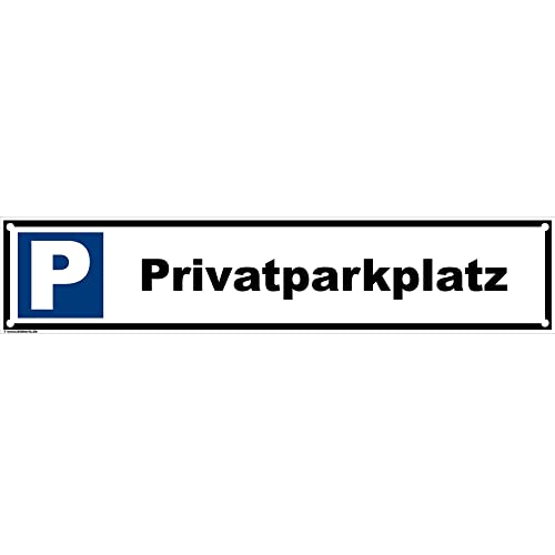 Kleberio® Parkplatz Schild 52 x 11 cm - Privatparkplatz - mit 4 Bohrlöchern (4mm) in den Ecken stabile Aluminiumverbundplatte von kleberio